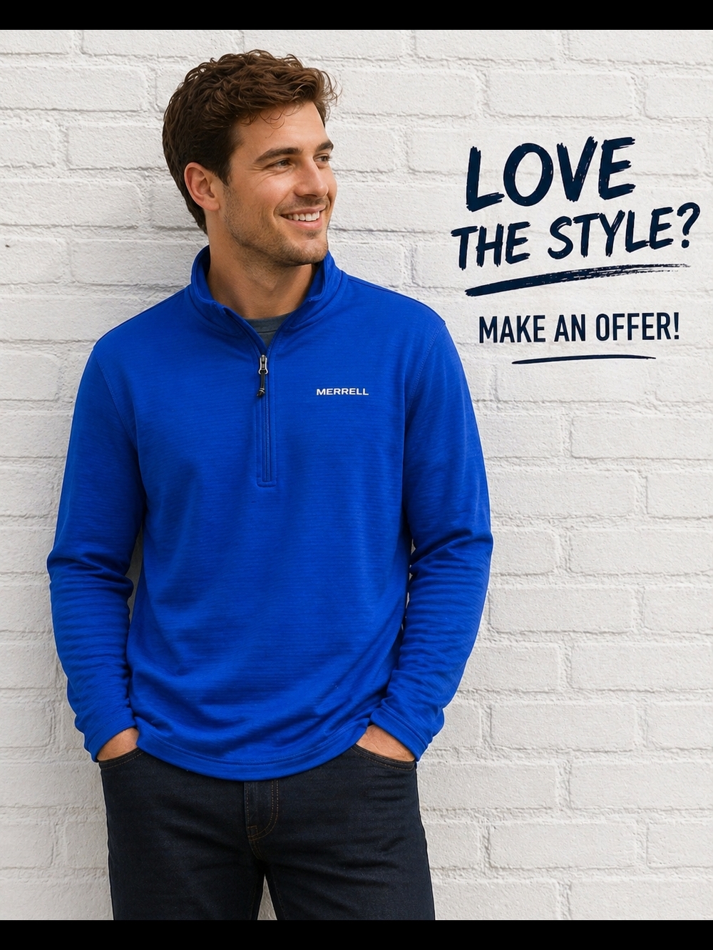 Merrell Men's Quarter-Zip Pullover in Royal Blue